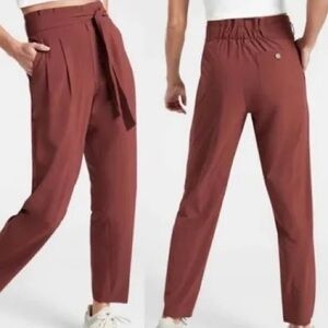 Athleta Skyline Paperpag Belt Rust Pants